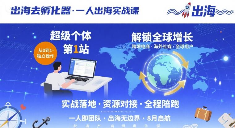 出海去孵化器，一人出海实战课，​超级个体第1站，解锁全球增长-HEIXXXMI