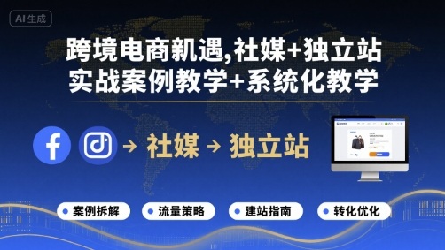 跨境电商新机遇，社媒+独立站，实战案例教学+系统化教学-HEIXXXMI