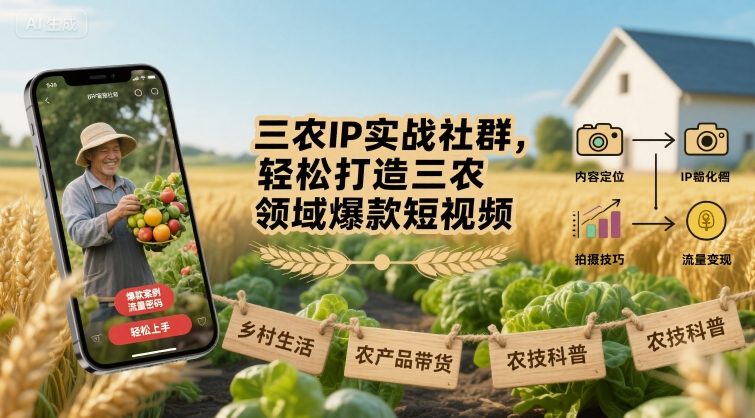 三农IP实战社群，轻松打造三农领域爆款短视频-HEIXXXMI