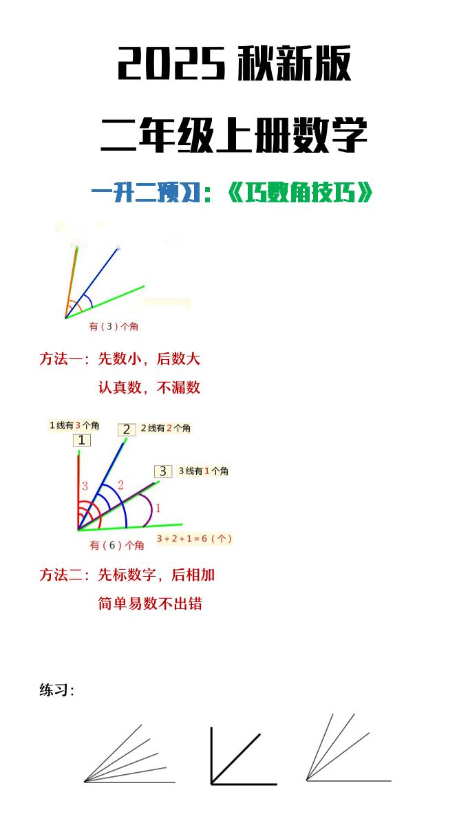 【2025秋新版】二年级上册数学巧数角的技巧-HEIXXXMI