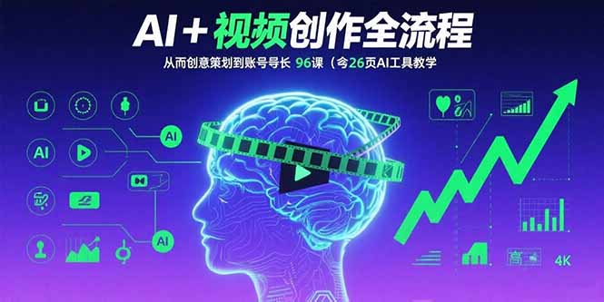 AI+短视频创作全流程：从创意策划到账号增长，96节课(含26项AI工具教学-HEIXXXMI