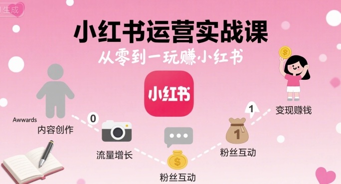 小红书运营实战课，从零到一玩賺小红书-HEIXXXMI