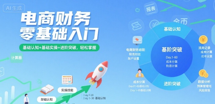 电商财务零基础入门，基础认知+基础实操+进阶突破，轻松掌握-HEIXXXMI