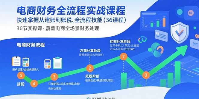 电商财务全流程实战课程：快速掌握从建账到报税的全流程技能(36节课-HEIXXXMI