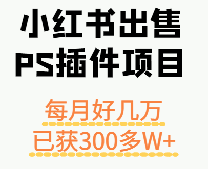 小红书出售PS插件项目，每月都收入好几万，长期操作已获利300多W+-HEIXXXMI