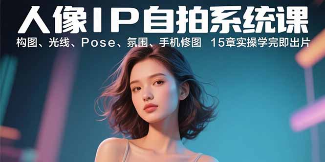 人像IP自拍系统课：构图、光线、Pose、氛围、手机修图 15章实操学完即出片-HEIXXXMI