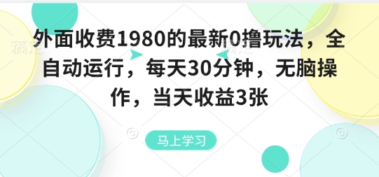 外面收费1980的最新0撸玩法，全自动挂G，每天30分钟，无脑操作，当天收益3张【揭秘】-HEIXXXMI