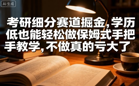 考研细分赛道掘金，日入1k+，学历低也能轻松做保姆式手把手教学，不做真的亏大了【揭秘】-HEIXXXMI