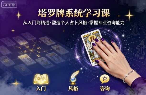 塔罗牌系统学习课，助你从入门到精通，塑造个人占卜风格，掌握专业咨询能力-HEIXXXMI