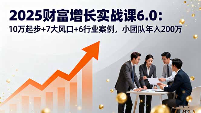 2025财富增长实战课6.0：10万起步+7大风口+6行业案例，小团队年入200万-HEIXXXMI