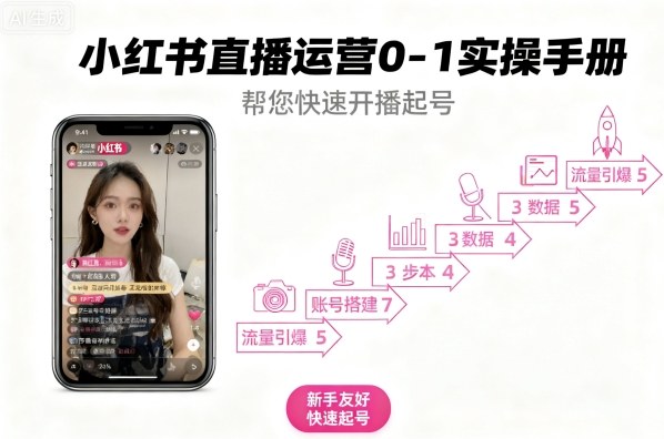 小红书直播运营0-1实操手册，帮您快速开播起号-HEIXXXMI
