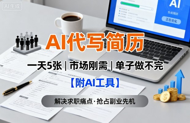 AI代写简历，一天5张，今年找工作难，市场刚需，单子做不完【附AI工具】-HEIXXXMI
