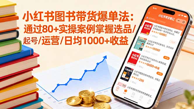 小红书图书带货爆单法：通过80+实操案例掌握选品/起号/运营/日均1000+收益-HEIXXXMI