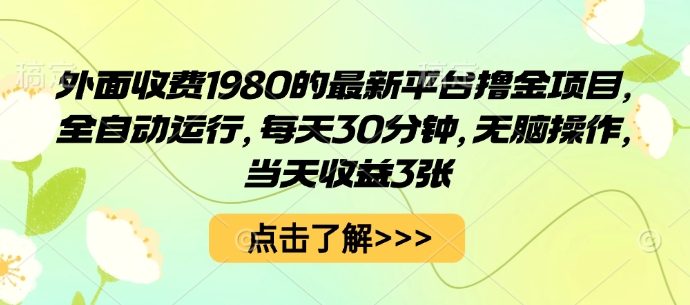 外面收费1980的最新平台撸金项目，全自动运行，每天30分钟，无脑操作，当天收益3张【揭秘】-HEIXXXMI