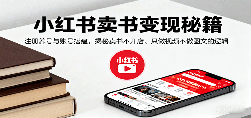 小红书卖书变现秘籍，注册养号与账号搭建，揭秘卖书不开店、只做视频不做图文的逻辑-HEIXXXMI