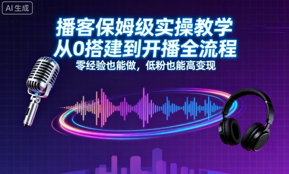 播客保姆级实操教学，从0搭建到开播全流程，零经验也能做，低粉也能高变现-HEIXXXMI