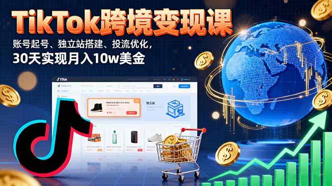 TikTok跨境变现课：账号起号、独立站搭建、投流优化，30天实现月入10w美金-HEIXXXMI