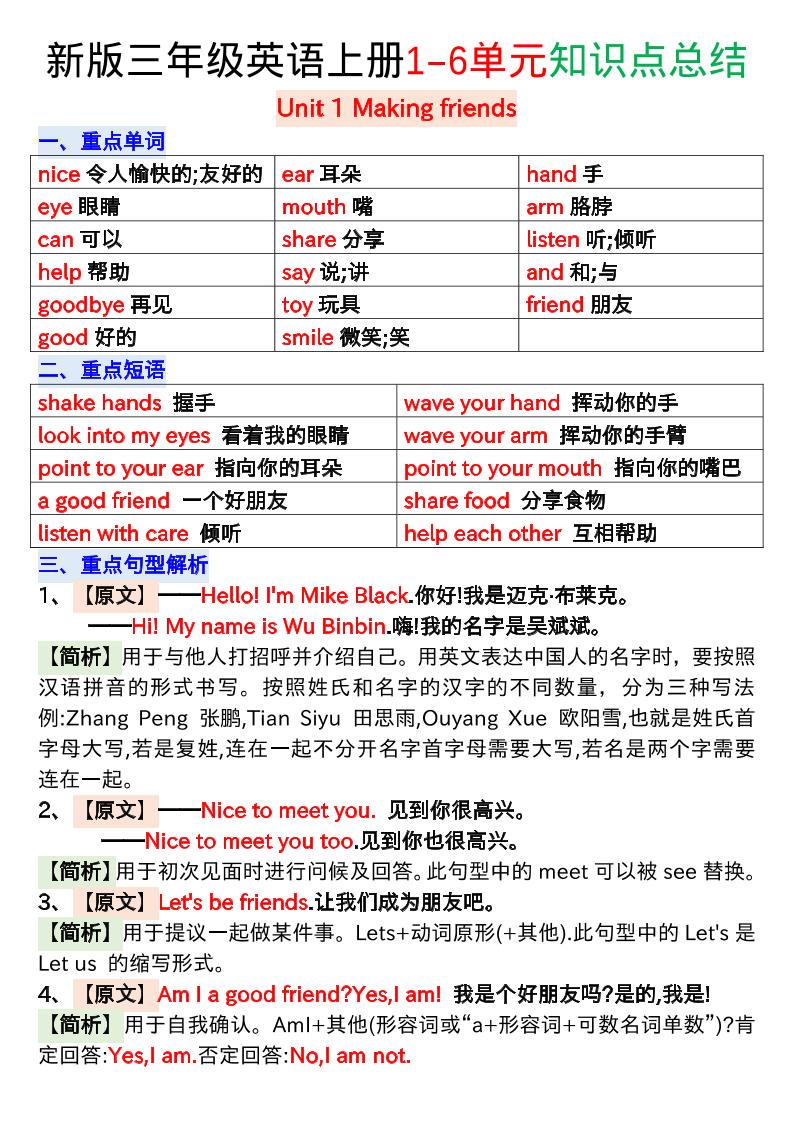 新版三年级英语上册1-6单元知识点总结-HEIXXXMI