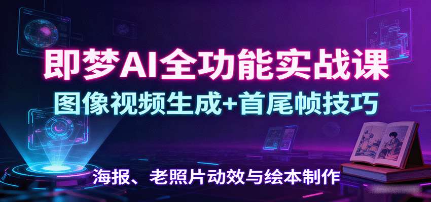 即梦AI全功能实战课：图像视频生成+首尾帧技巧，海报、老照片动效与绘本制作-HEIXXXMI