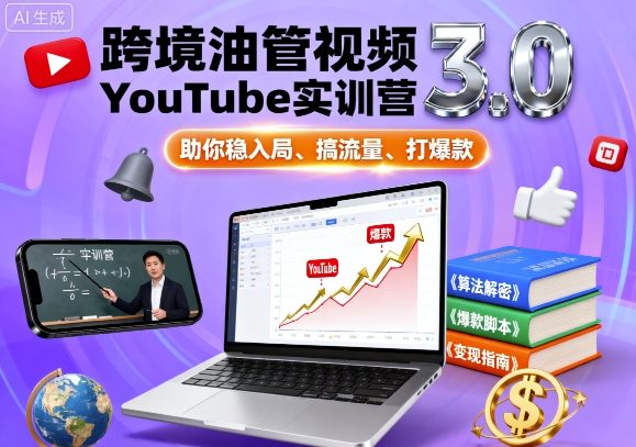 跨境油管视频YouTube实训营3.0，助你稳入局、搞流量、打爆款-HEIXXXMI