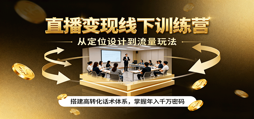 直播变现线下训练营，从定位设计到流量玩法，搭建高转化话术体系，掌握年入千万密码-HEIXXXMI