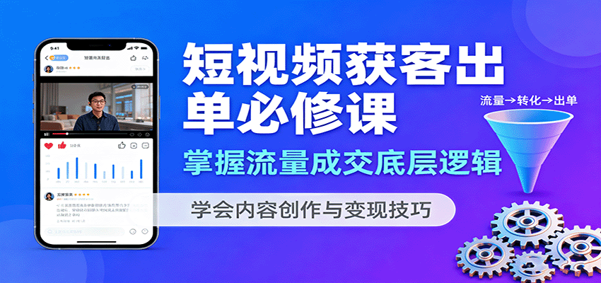 短视频获客出单必修课：掌握流量成交底层逻辑，学会内容创作与变现技巧-HEIXXXMI