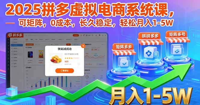 2025拼多多虚拟电商系统课，可矩阵，0成本，长久稳定，轻松月入1-5W-HEIXXXMI