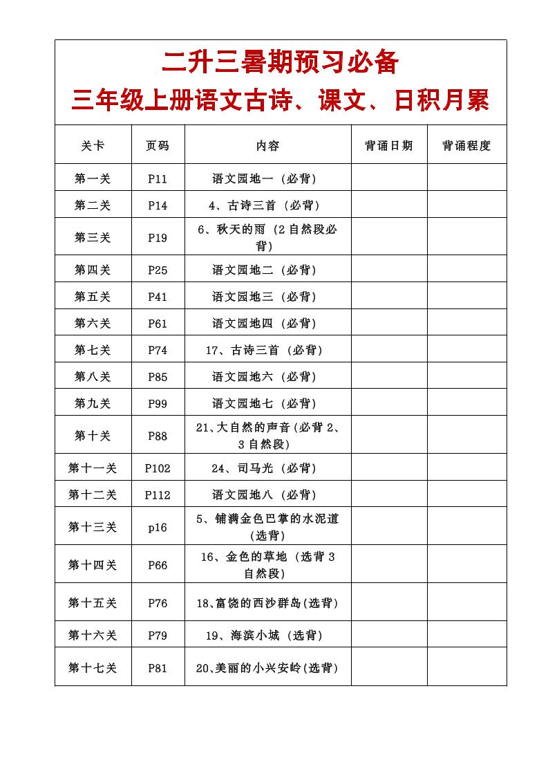 三年级语文上册课文必背内容-HEIXXXMI