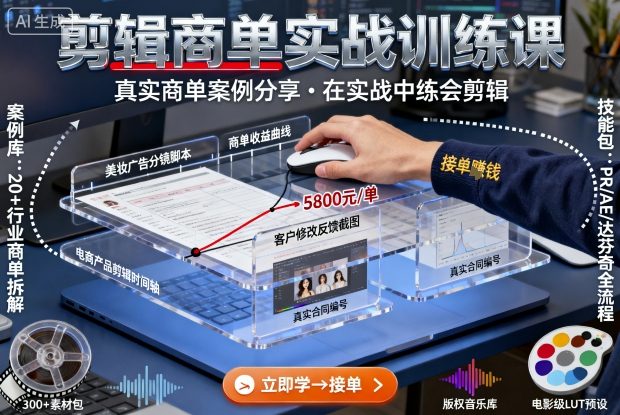 剪辑商单实战训练课，真实商单案例分享，在实战中练会剪辑-HEIXXXMI