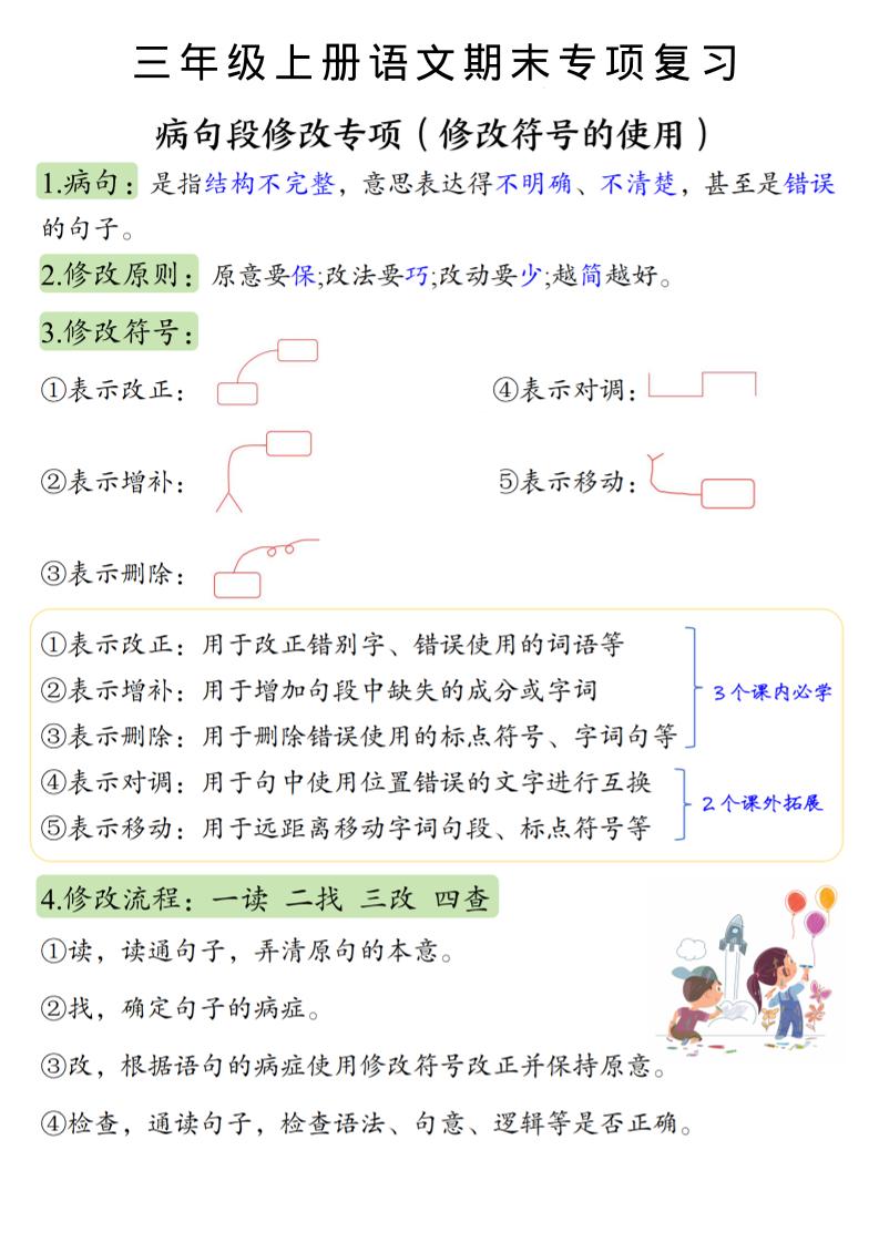 三上语文必考重点病句段修改符号方法及练习-HEIXXXMI