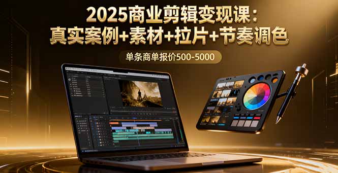 2025商业剪辑变现课：真实案例+素材+拉片+节奏调色，单条商单报价500-5000-HEIXXXMI