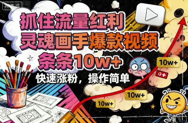 抓住流量红利，灵魂画手爆款视频，条条10w+，快速涨粉，操作简单-HEIXXXMI