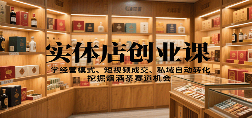 实体店创业课：学经营模式、短视频成交、私域自动转化，挖掘烟酒茶赛道机会-HEIXXXMI