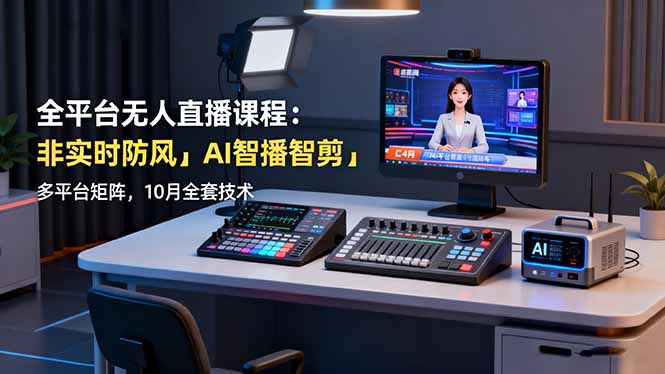 全平台无人直播课程：非实时防风＋AI智播智剪＋多平台矩阵，10月全套技术-HEIXXXMI