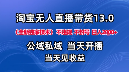 淘宝无人直播13.0，公域私域技术，不封号，不违规布局下半年旺季赛道，日入1K+(独家技术)【揭秘】-HEIXXXMI