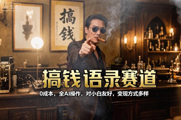 搞钱语录赛道，0成本，全AI操作，对小白友好，变现方式多样-HEIXXXMI