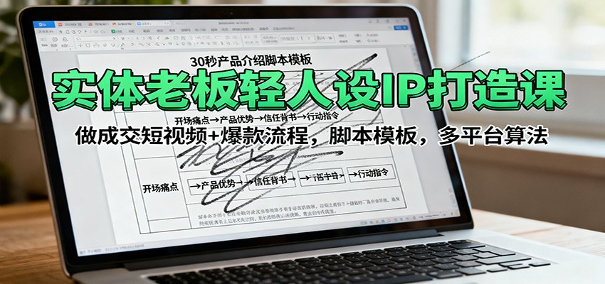 实体老板轻人设IP打造课：做成交短视频+爆款流程，脚本模板，多平台算法-HEIXXXMI