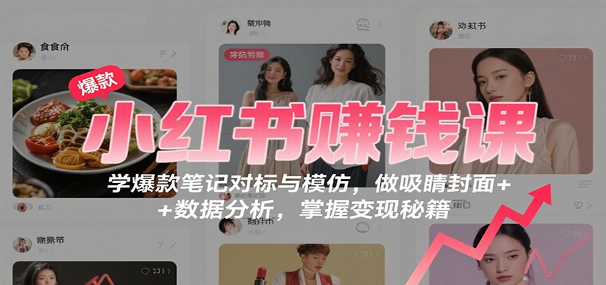 小红书赚钱课：学爆款笔记对标与模仿，做吸睛封面 + 数据分析，掌握变现秘籍-HEIXXXMI