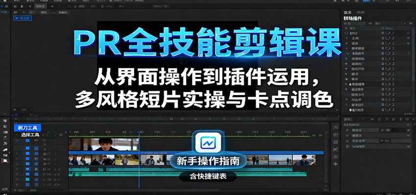PR全技能剪辑课：从界面操作到插件运用，多风格短片实操与卡点调色-HEIXXXMI