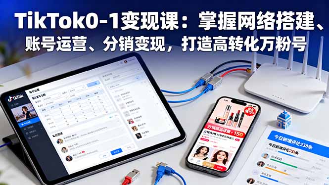 TikTok0-1变现课：掌握网络搭建、账号运营、分销变现，打造高转化万粉号-HEIXXXMI