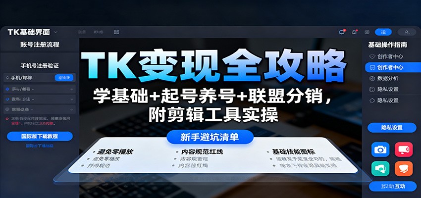 TK变现全攻略：学基础+起号养号+联盟分销，附剪辑工具实操-HEIXXXMI