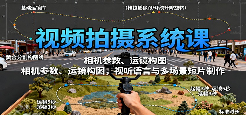 视频拍摄系统课：相机参数、运镜构图，视听语言与多场景短片制作-HEIXXXMI
