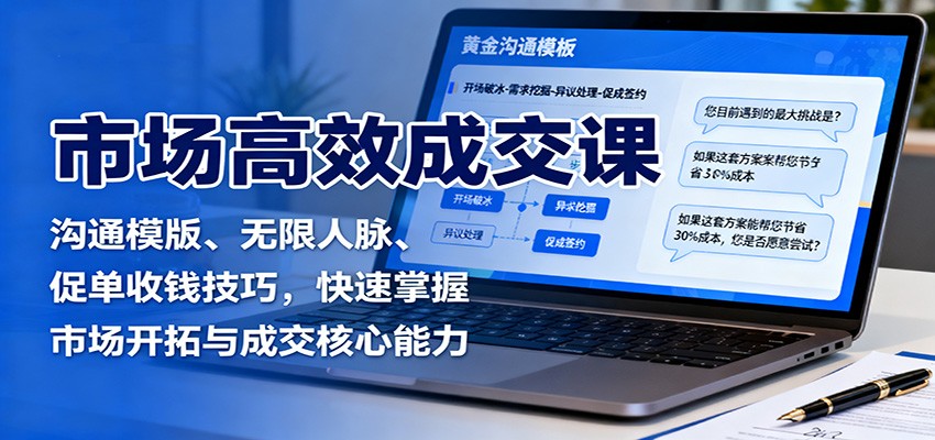 市场高效成交课：沟通模版、无限人脉、促单收钱技巧，快速掌握市场开拓与成交核心能力-HEIXXXMI
