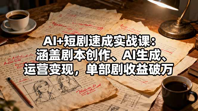 AI+短剧速成实战课：涵盖剧本创作、AI生成、运营变现，单部剧收益破万-HEIXXXMI