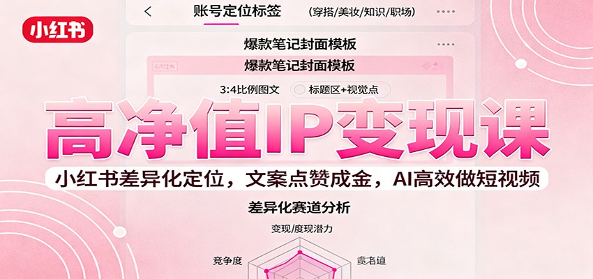 高净值IP变现课：小红书差异化定位，文案点赞成金， AI高效做短视频-HEIXXXMI
