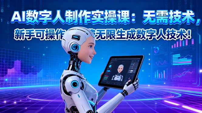 AI数字人制作实操课：无需技术，新手可操作，免费无限生成数字人技术！-HEIXXXMI