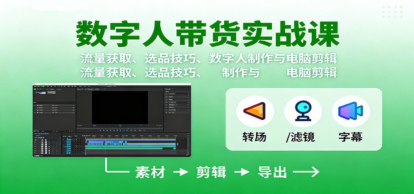 数字人变现实战课：流量获取、选品技巧、数字人制作与电脑剪辑-HEIXXXMI