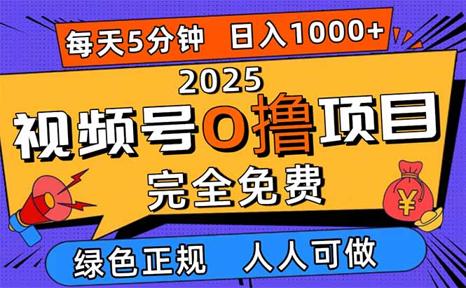 2025视频号0撸项目，5分钟一个号，日入1000+，人人可做-HEIXXXMI