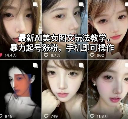 最新AI美女图文玩法教学，暴力起号涨粉，手机即可操作-HEIXXXMI
