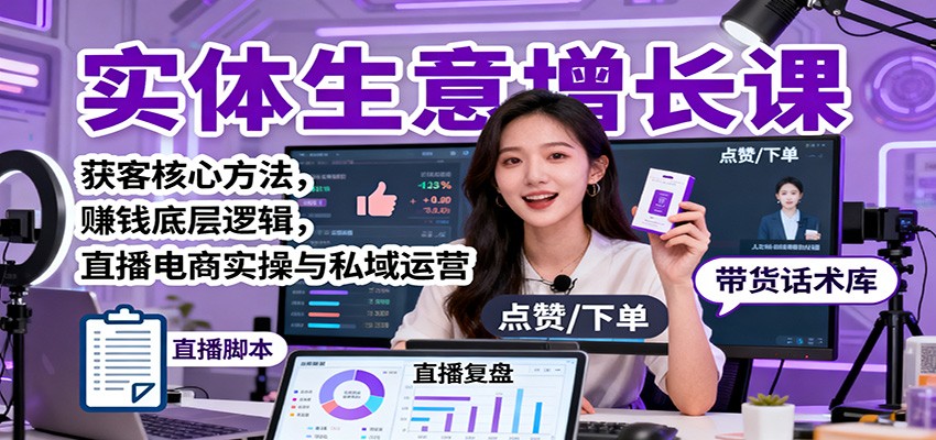 实体生意增长课：获客核心方法，赚钱底层逻辑，直播电商实操与私域运营-HEIXXXMI
